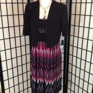 R & M Richards Purple and Pink Chevron Dress